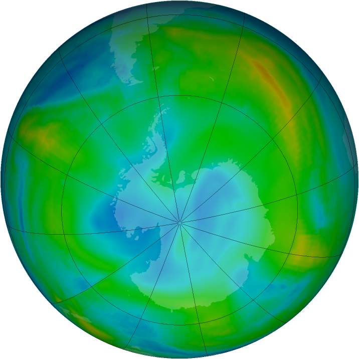 Antarctic ozone map for 03 July 1999